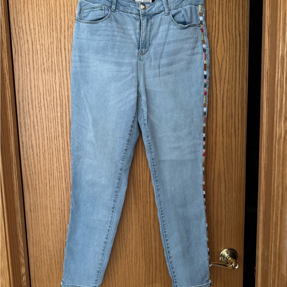 Knox Rose Blue Jeans with Colorful Side Trim